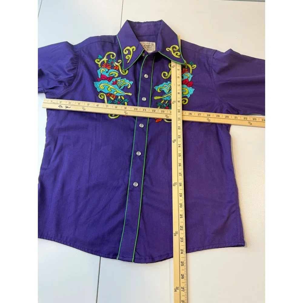 Rockmount Ranch Wear Western Shirt Kids XL Purple Gypsy Soule Embroidered Snap - Picture 7 of 8